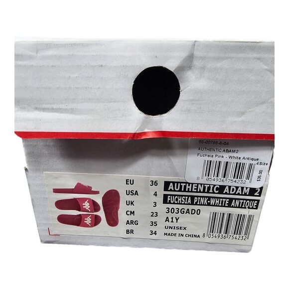 Kappa Authentic Adam 2 Unisex SZ 4 slides Fuchsia Pink-white Beach Vacation - Picture 7 of 7